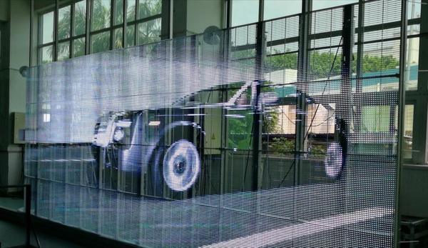 Eight-meter LED wall on the showroom floor of a car dealership