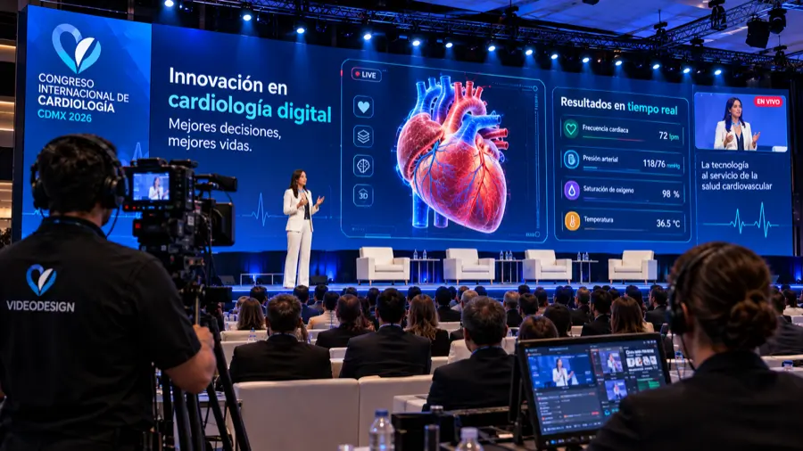 Producción multicámara de un congreso con operadores preparando cápsulas de los mejores momentos